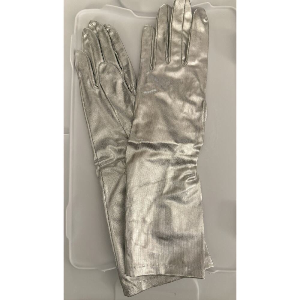 VTG Made In Japan Nylon Long Gloves Silver